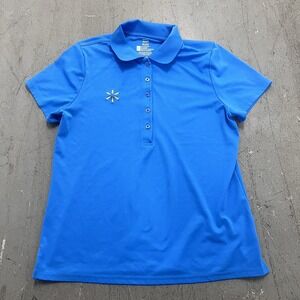 Walmart Womens Employee Polo Shirt Size Large Blue Uniform Workwear Short Sleeve